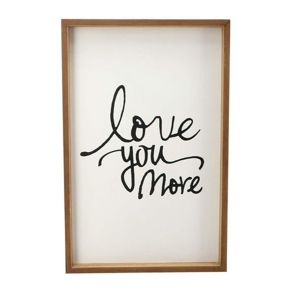 Love You More Framed Wood Sign Plaque, Farmhouse Wall Decor