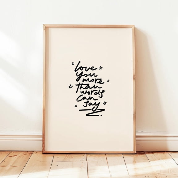 Love You More Poster Retro Couple Minimalist Typography Wall Decor Design1 Poster, Unframed Size 8x12