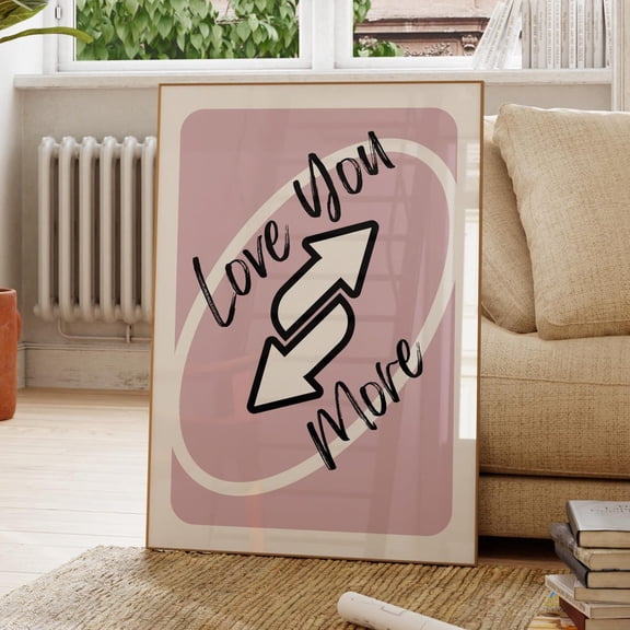 Love You More Purple Retro Print: Dopamine Decor, Girly Room Art UNFRAMED PAPER POSTER, Home Decor, Vintage Gift, Living Room Dercor