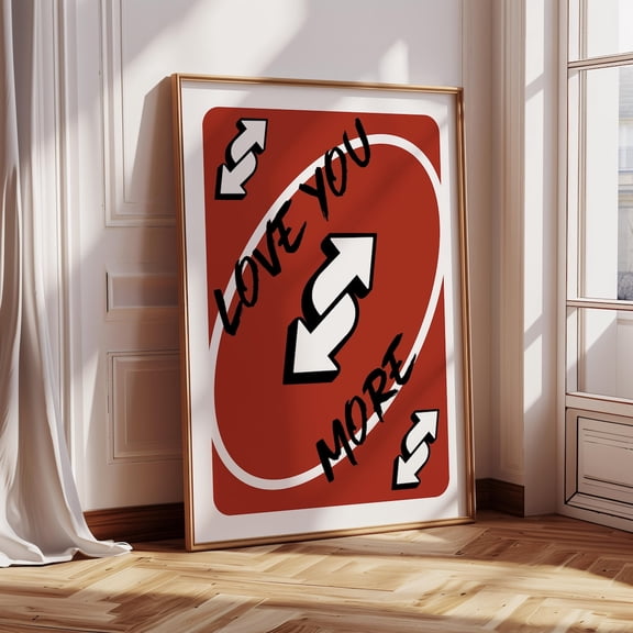 Love You More Red Playing Card Reverse Card Art, Unframed Canvas Size 16x24