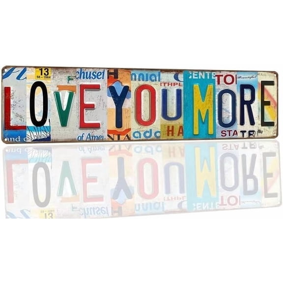 Love You More Vintage Wall Sign, Metal Love You More License Plate, Aluminum Wall Decorative Signage