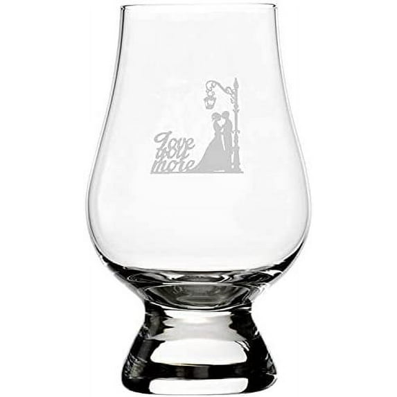 Love You More Wedding Silhouettes Etched 6.5oz Glencairn Whisky Glass