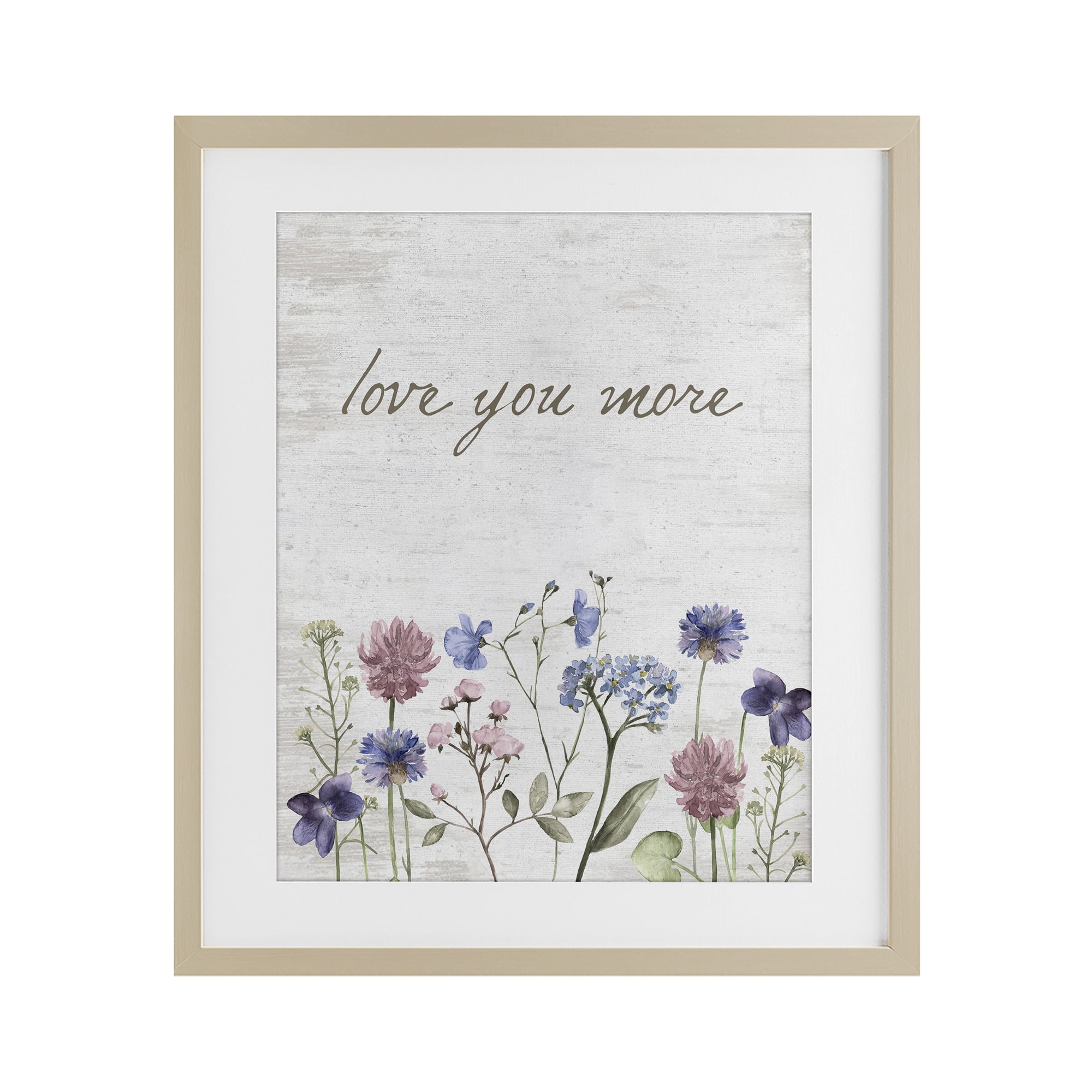 Love You More Wildflowers Birch Framed Print Under Glass, design by Lettered and Lined