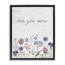 Love You More Wildflowers Black Framed Floater Canvas Wall Art, design by Lettered and Lined