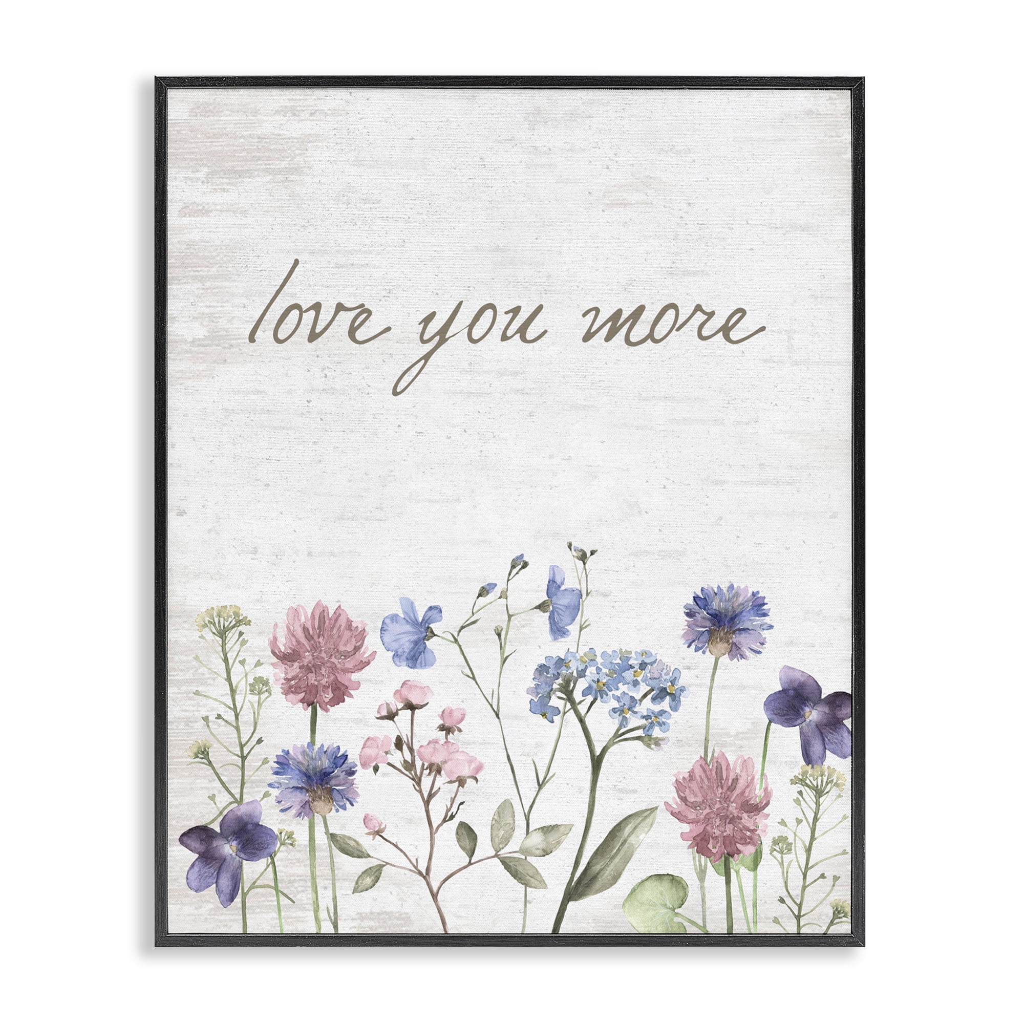 Love You More Wildflowers Black Framed Giclee Art, design by Lettered and Lined