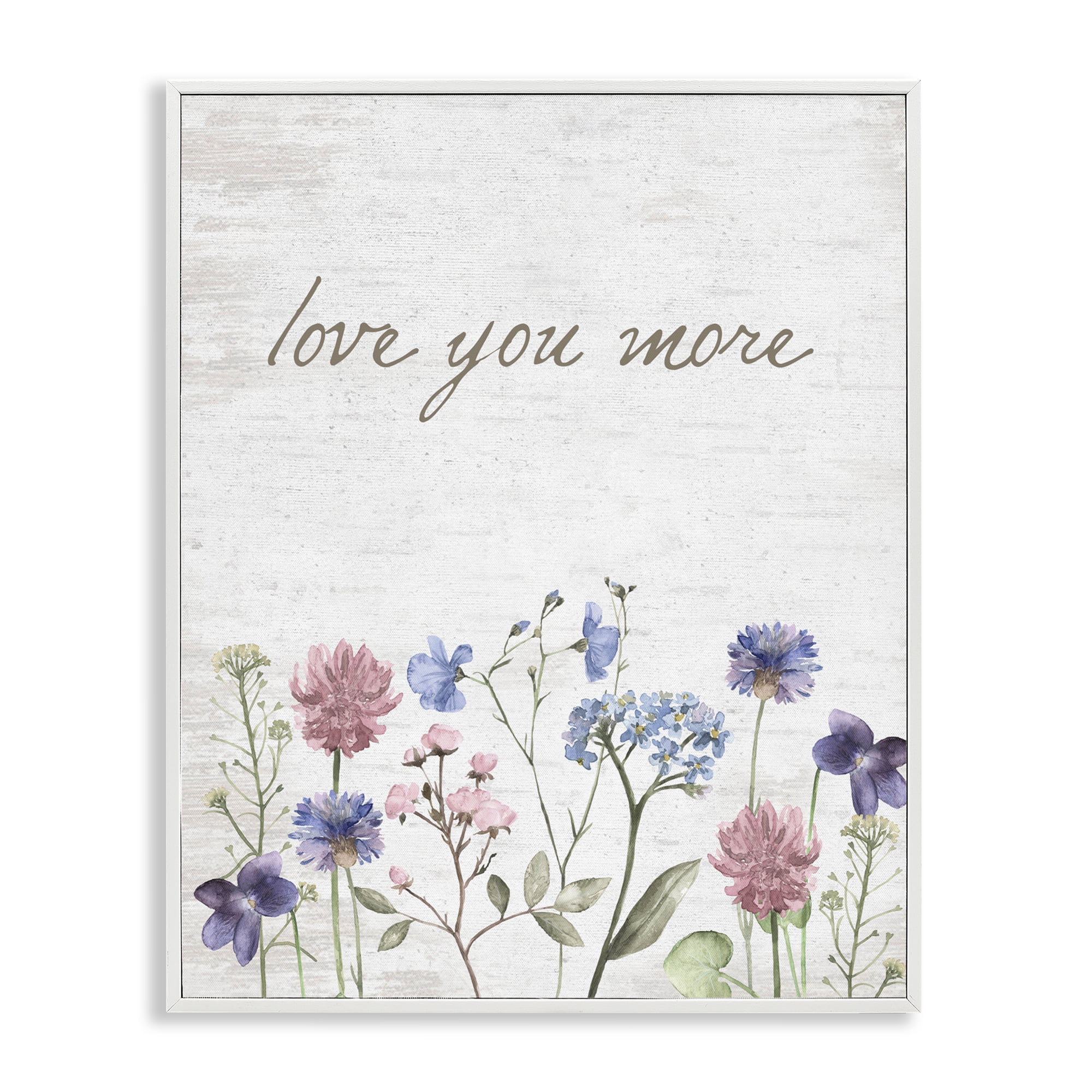 Love You More Wildflowers White Framed Giclee Art, design by Lettered and Lined