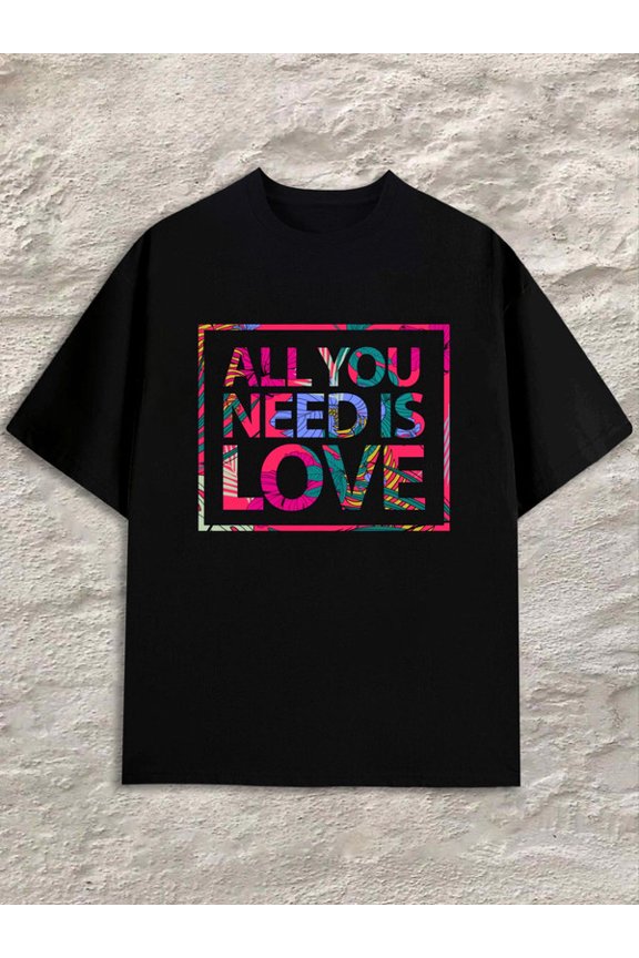 Love Is All You Need mens black spring and summer clothing Funny Unisex Shirt Crewneck tshirts Original Unisex Shirt Graphic Tee tshirts Unique Design Unisex Shirt Printed tshirts