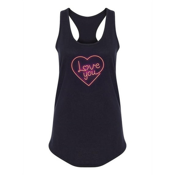 Love You Neon Heart Tank Women -Image by Shutterstock, Female x-Large