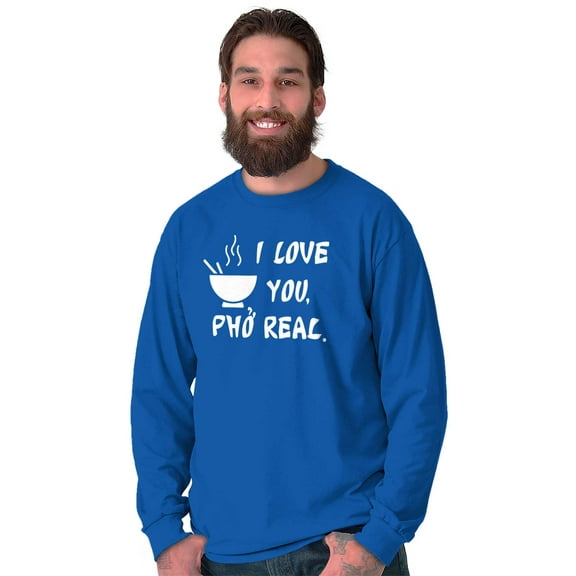 Love You Pho Real Vietnamese Food Plus Size Long Sleeve Graphic Tee Shirt Brisco Brands 2X