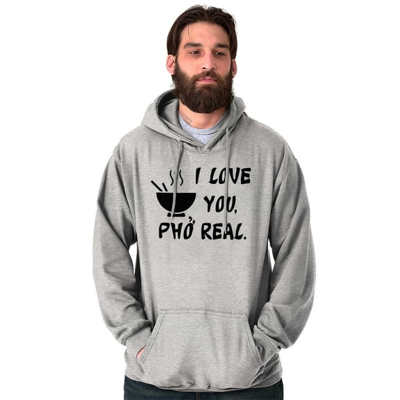 Love You Pho Real Vietnamese Food Unisex Plus Fleece Graphic Hoodie Brisco Brands 3X