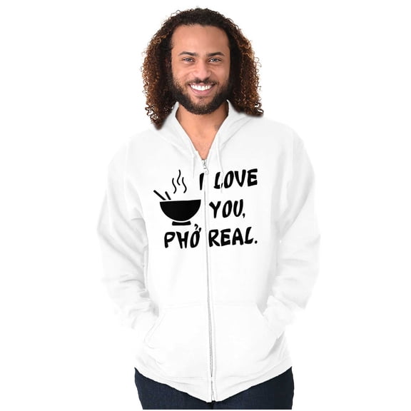 Love You Pho Real Vietnamese Food Zip Up Hoodie Men's Women's Brisco Brands L