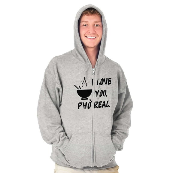 Love You Pho Real Vietnamese Food Zip Up Hoodie Men's Women's Brisco Brands X