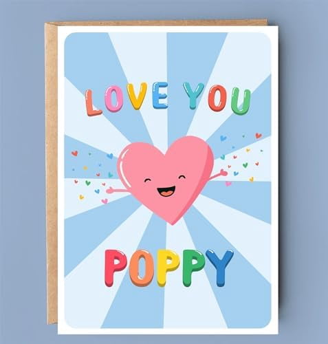 You R Poppy Love You Poppy Card - Cute Birthday Card For Poppy - Fathers Day Gift ...