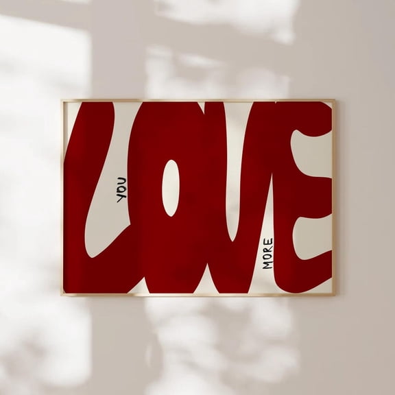Love You Retro Hand Drawn Red Wall Poster Home Decor Office Wall Art Living Room Decor, Paper Poster Only