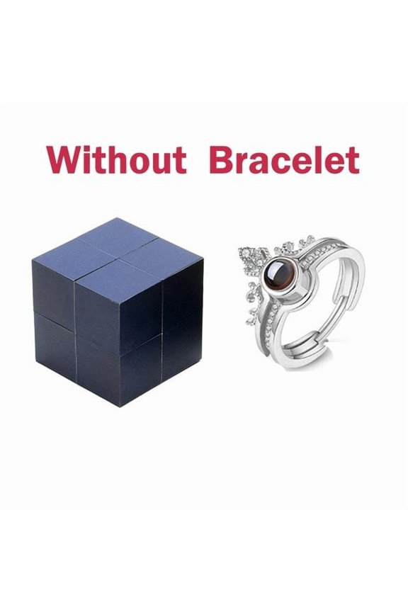 Love You Ring Projection Crown Two In One Ring 100 Languages Rubik Cube Ring BoxSet Geometric Rhinestone Inlay
