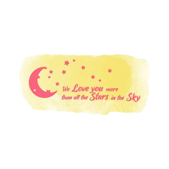 We Love You More Than All Stars Infinite Love Inspirational Quote watercolor Wall Decal Wall Art Sticker Designs Vinyl Stickers For Home House Walls Rooms Windows Bedroom Decoration Size (20x20 inch)