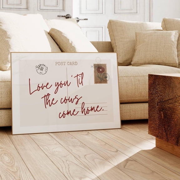 Love You Til The Cows Come Home Postcard Wall Art Decor Unframed Paper Print