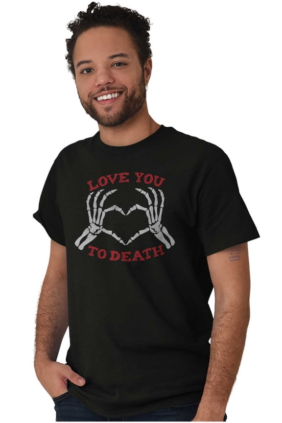 Love You To Death Heart Skeleton Plus Size Crewneck Graphic Tee Shirt Brisco Brands 2X