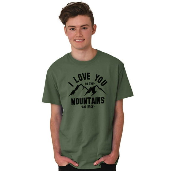 Love You To Mountains Hiking Couple Men's Graphic T Shirt Tees Brisco Brands L