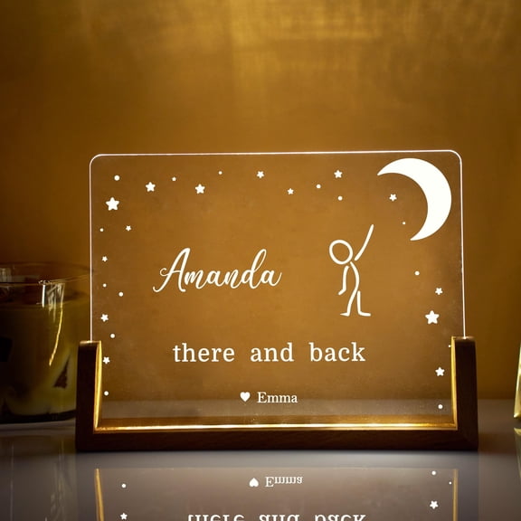 Love You To The Moon Quote Night Light Personalized Romantic Acrylic Lamp Celestial Home Decor Birthday Gift For Wife Or Girlfriend