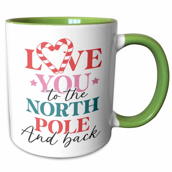 3drose, Love You to the North Pole and Back, 11oz Two-tone Green Mug