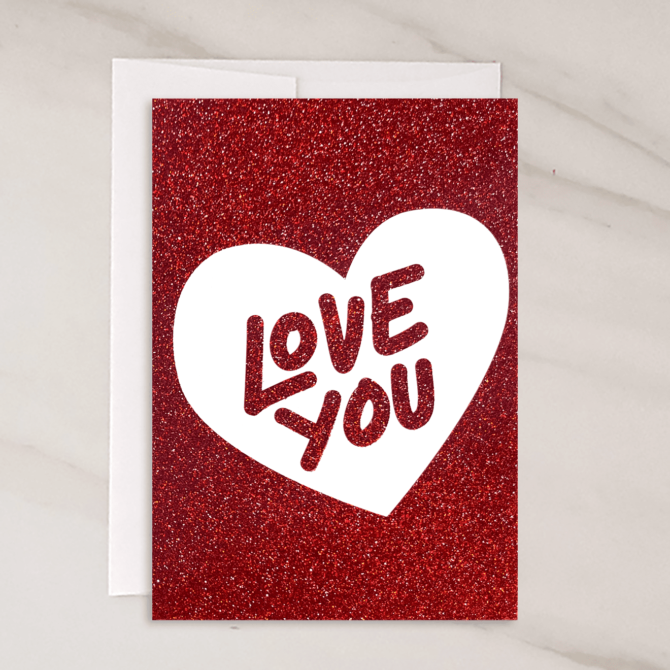 Love You Valentines Day Greeting Card, 5X7 in. Wh. Envelope, Blank