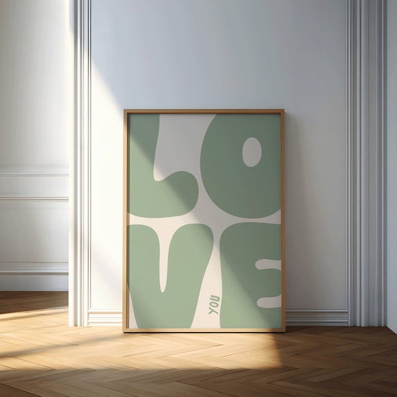 Love You Wall Art Print, Bold Retro