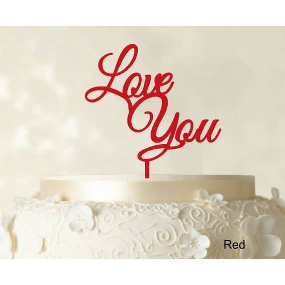"""Love You"" Wedding Cake Topper Red Cake Topper Color Option Available 6""-7"" Inches Wide"