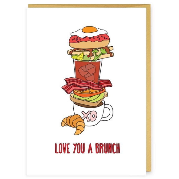 Love You a Brunch Greeting Card – Fun Food Illustration – Perfect for Birthdays, Anniversaries, or Just Because – Blank Inside with Envelope Included
