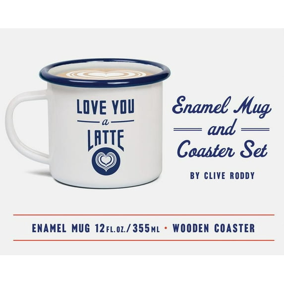 Love You a Latte Enamel Mug and Coaster Set : (Stocking Stuffer, Valentine's Day Gift, Romantic Gift) (General merchandise)