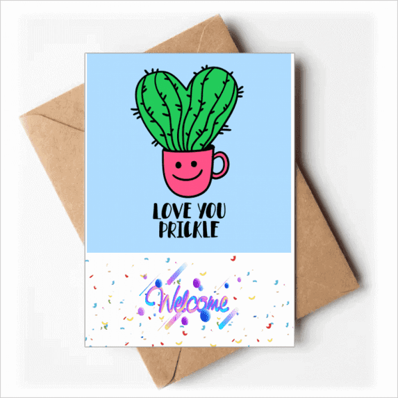 Love You le Cactus Art Deco Fashion Welcome Back Greeting Cards Envelopes Blank