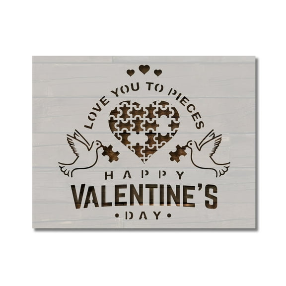 Love You to Pieces Valentine's Day Stencil Template Reusable 8.5 x 11 Inches for Painting on Walls, Wood, Arts and Crafts by Stencilville