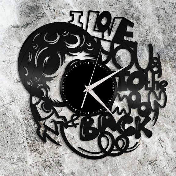 Love You to the Moon and Back Vinyl Wall Clock Gift for Friends Home Decoration Vintage Design Office Bar Room Home Decor