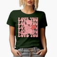 thumbnail image 1 of Love You with Cute Dinosaur & Heart, Groovy Text, Retro Valentine's Day Gift, Military Green T-Shirt, 2XL, 1 of 5
