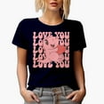 thumbnail image 1 of Love You with Cute Dinosaur & Heart, Groovy Text, Retro Valentine's Day Gift, Navy Blue T-Shirt, 2XL, 1 of 5