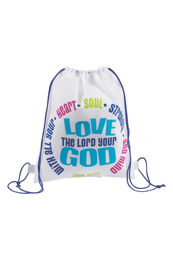 Love Your God Backpack - Favor Bagss - 12 Pieces