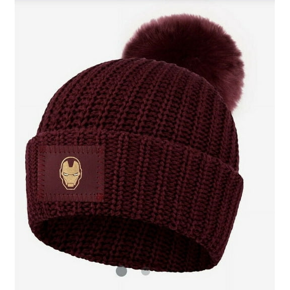 Love Your Melon Marvel Iron Man Burgundy Kids Pom Beanie NEW