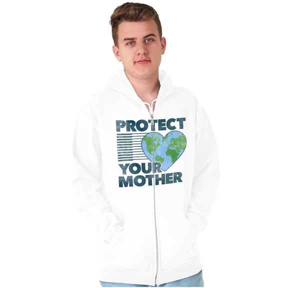 Love Your Mother Earth Cute Go Green Unisex Fleece Graphic Zip Up Hoodie Brisco Brands 4X