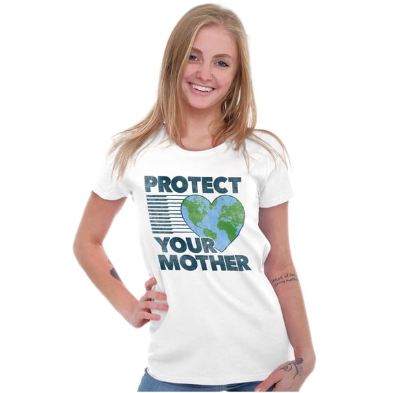 Love Your Mother Earth Cute Go Green Womens Fitted Plus Size Graphic Tee Brisco Brands 2X