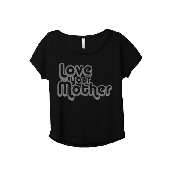 Love Your Mother Women's Fashion Slouchy Dolman T-Shirt Tee Heather Black X-Large