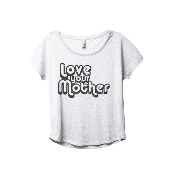 Love Your Mother Women's Fashion Slouchy Dolman T-Shirt Tee Heather White 3X-Large