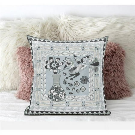 Love Your Vase Peacock Indoor/Outdoor Pillow in Light Blue Black Cream 20x20