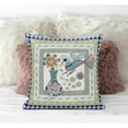 thumbnail image 1 of Love Your Vase Peacock Throw Pillow in Gold Beige Blue 16x16, 1 of 3