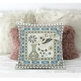 thumbnail image 1 of Love Your Vase Peacock Indoor/Outdoor Pillow in Off-White Gray Green 16x16, 1 of 5