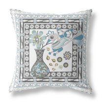 Love Your Vase Peacock Throw Pillow with Removable Cover in White Black Blue 20x20