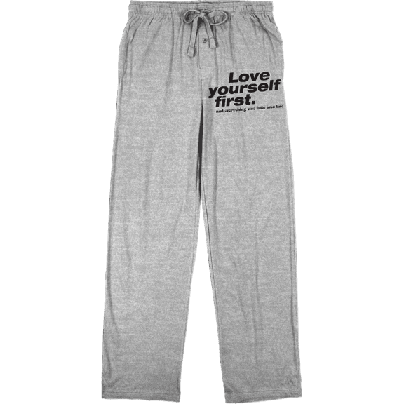 Love Yourself First Men's Heather Gray Sleep Pajama Pants-Medium