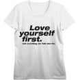 thumbnail image 1 of "Love Yourself First" Women's Vivid White Crew Neck Short Sleeve Top-Medium, 1 of 6