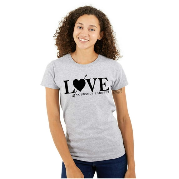Love Yourself Self Care Inspirational Womens Slim Fit Graphic Tee Brisco Brands S