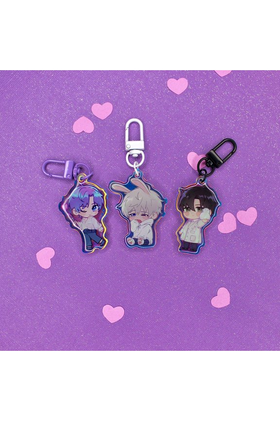 Love and Chibi Space Keychains - Rainbow Double-Sided Acrylic Charms - Zayne Rafayel Xavier (1 keychain)