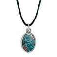 thumbnail image 1 of Love and Joy at Christmas Poinsettias Antiqued Oval Charm Pendant with Black Satin Cord, 1 of 4